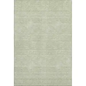 Photo of Artichoke Green And Ivory Abstract Geometric Washable Area Rug With UV Protection