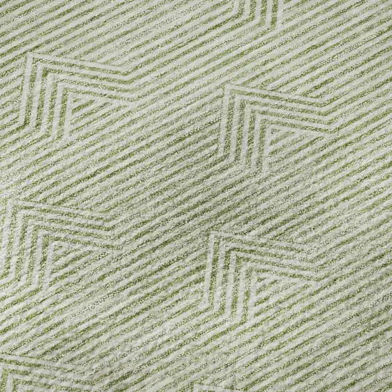 Artichoke Green And Ivory Abstract Geometric Washable Area Rug With UV Protection Photo 9