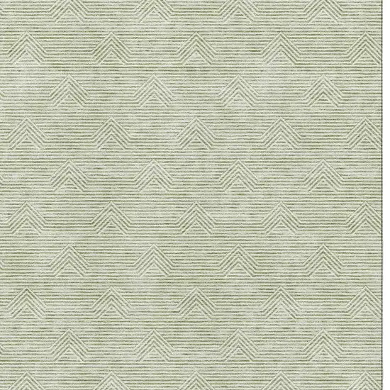 Artichoke Green And Ivory Abstract Geometric Washable Area Rug With UV Protection Photo 3