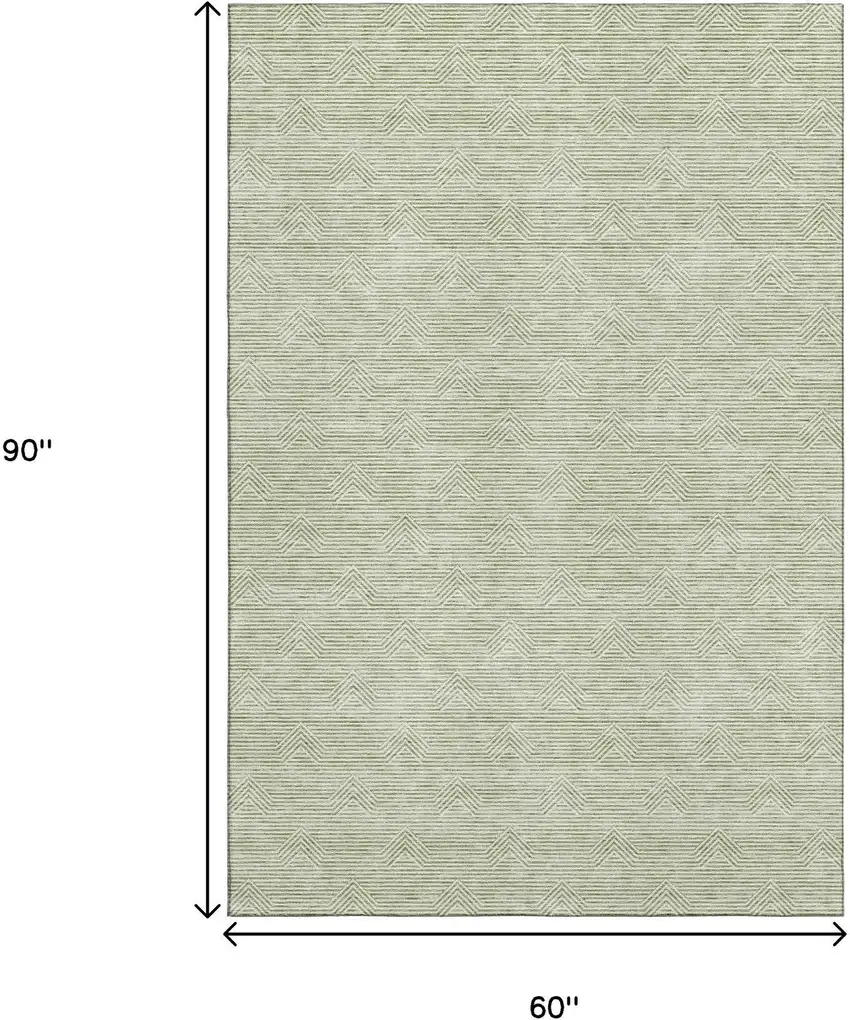 Artichoke Green And Ivory Abstract Geometric Washable Area Rug With UV Protection Photo 3