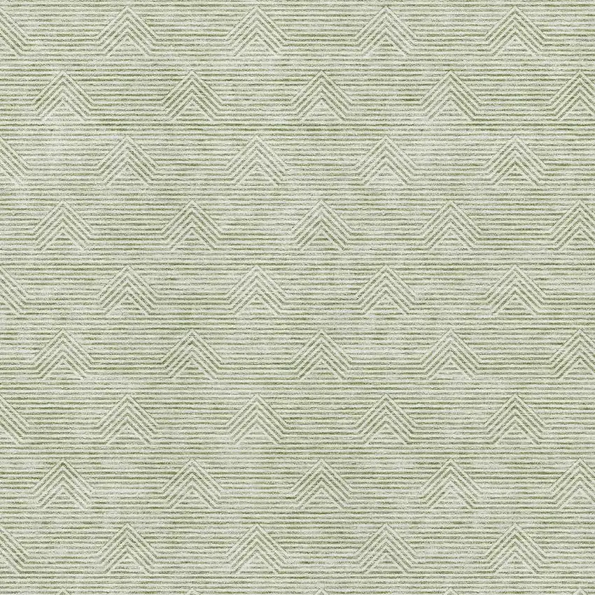 Artichoke Green And Ivory Abstract Geometric Washable Area Rug With UV Protection Photo 3