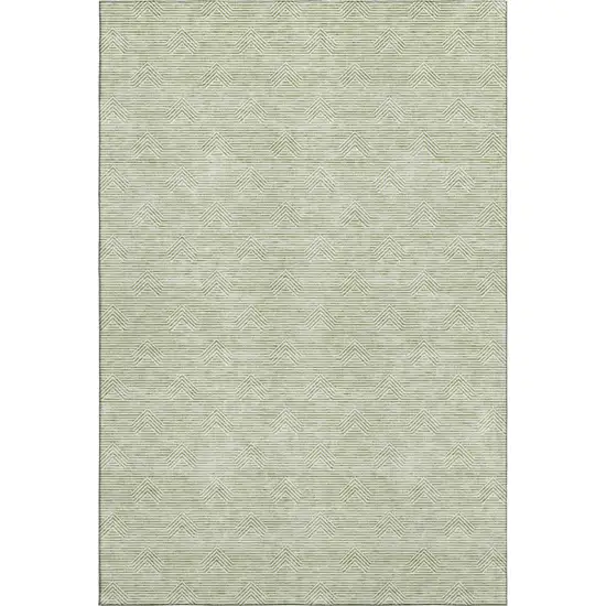 Artichoke Green And Ivory Abstract Geometric Washable Area Rug With UV Protection Photo 1