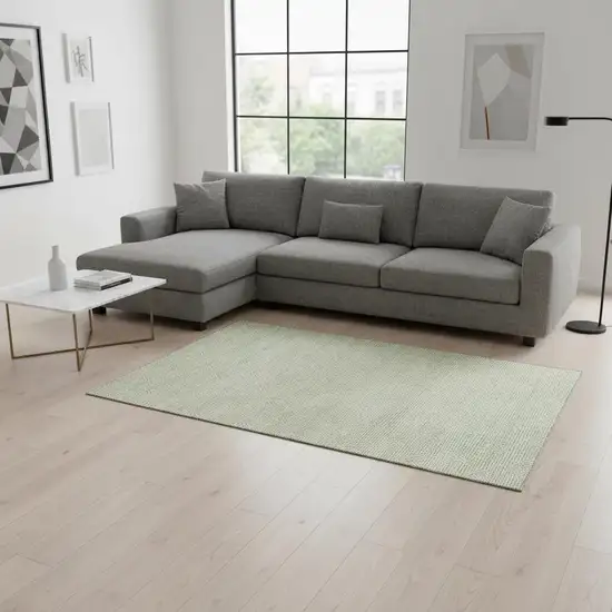 Artichoke Green And Ivory Abstract Geometric Washable Area Rug With UV Protection Photo 2