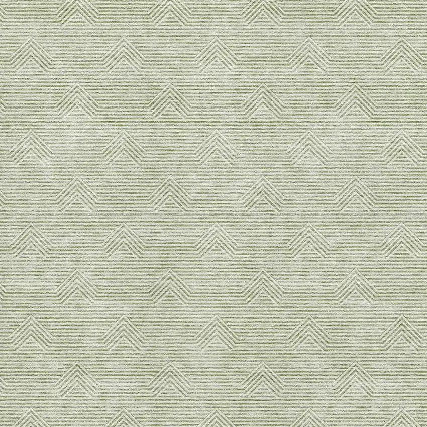 Artichoke Green And Ivory Abstract Geometric Washable Area Rug With UV Protection Photo 3