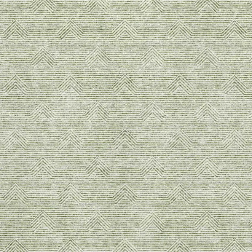 Artichoke Green And Ivory Abstract Geometric Washable Area Rug With UV Protection Photo 3