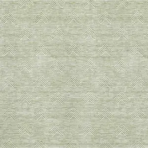 Photo of Artichoke Green And Ivory Abstract Geometric Washable Area Rug With UV Protection