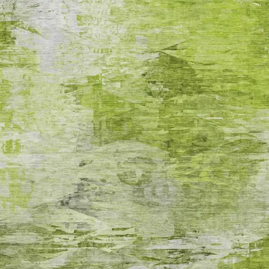 Artichoke Green And Ivory Abstract Washable Area Rug With UV Protection Photo 9