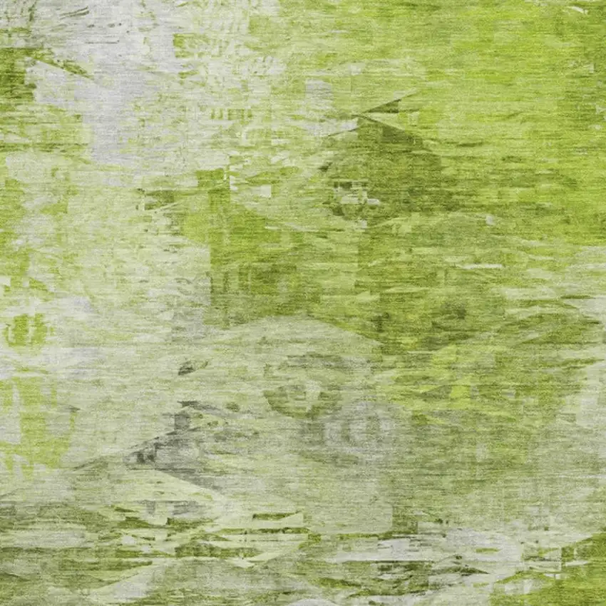 Artichoke Green And Ivory Abstract Washable Area Rug With UV Protection Photo 9