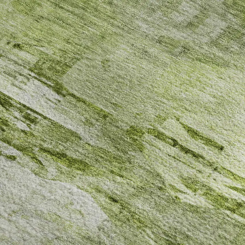 Artichoke Green And Ivory Abstract Washable Area Rug With UV Protection Photo 6