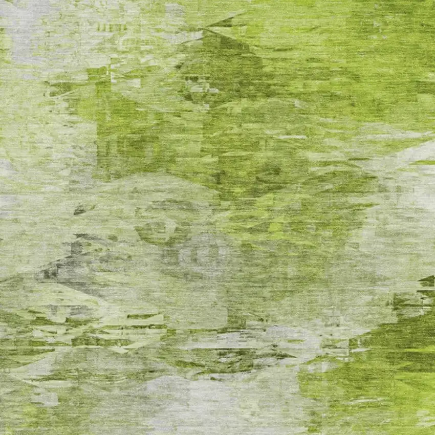 Artichoke Green And Ivory Abstract Washable Area Rug With UV Protection Photo 7