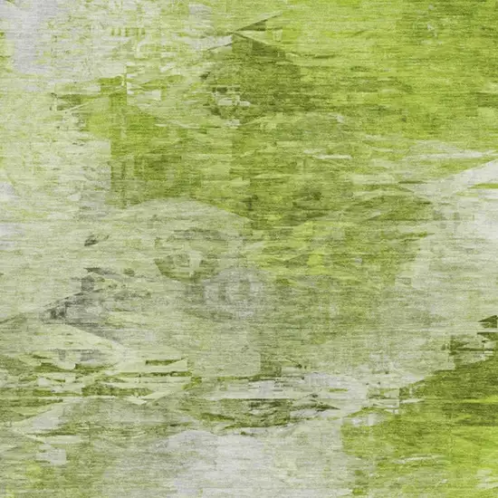 Artichoke Green And Ivory Abstract Washable Area Rug With UV Protection Photo 7