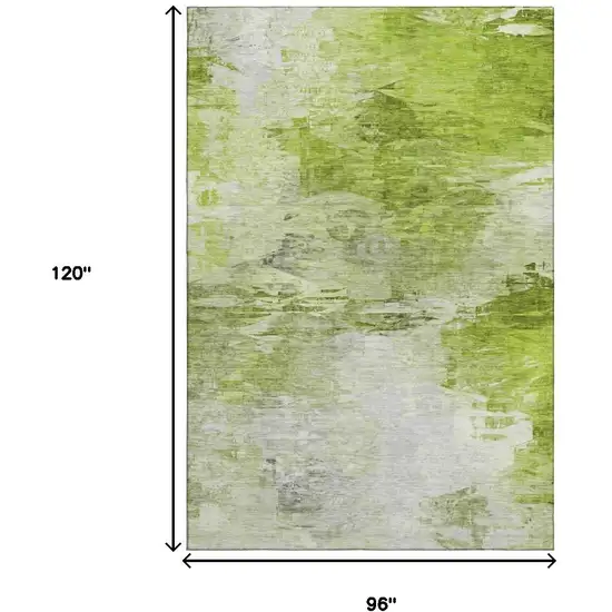 Artichoke Green And Ivory Abstract Washable Area Rug With UV Protection Photo 3