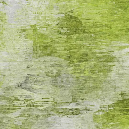 Artichoke Green And Ivory Abstract Washable Area Rug With UV Protection Photo 7