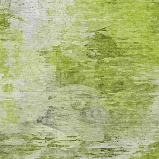 Artichoke Green And Ivory Abstract Washable Area Rug With UV Protection Photo 7