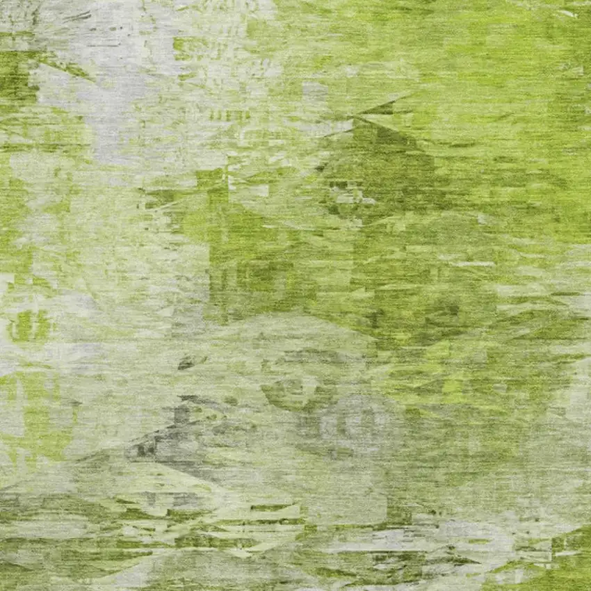 Artichoke Green And Ivory Abstract Washable Area Rug With UV Protection Photo 7