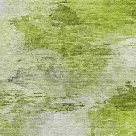 Artichoke Green And Ivory Abstract Washable Area Rug With UV Protection Photo 3