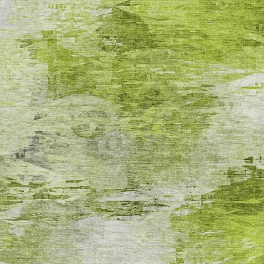 Artichoke Green And Ivory Abstract Washable Area Rug With UV Protection Photo 3