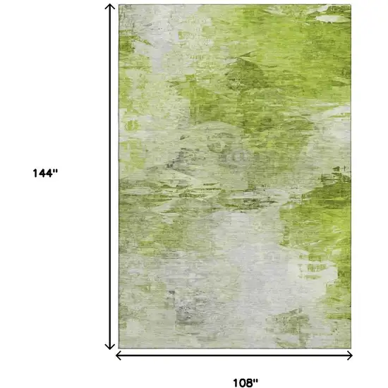 Artichoke Green And Ivory Abstract Washable Area Rug With UV Protection Photo 3