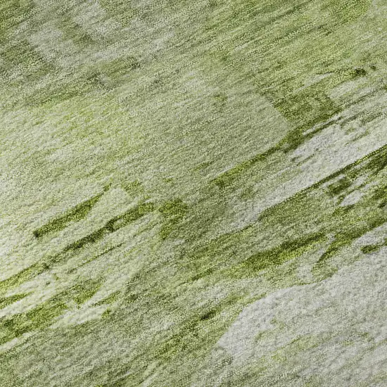 Artichoke Green And Ivory Abstract Washable Area Rug With UV Protection Photo 9