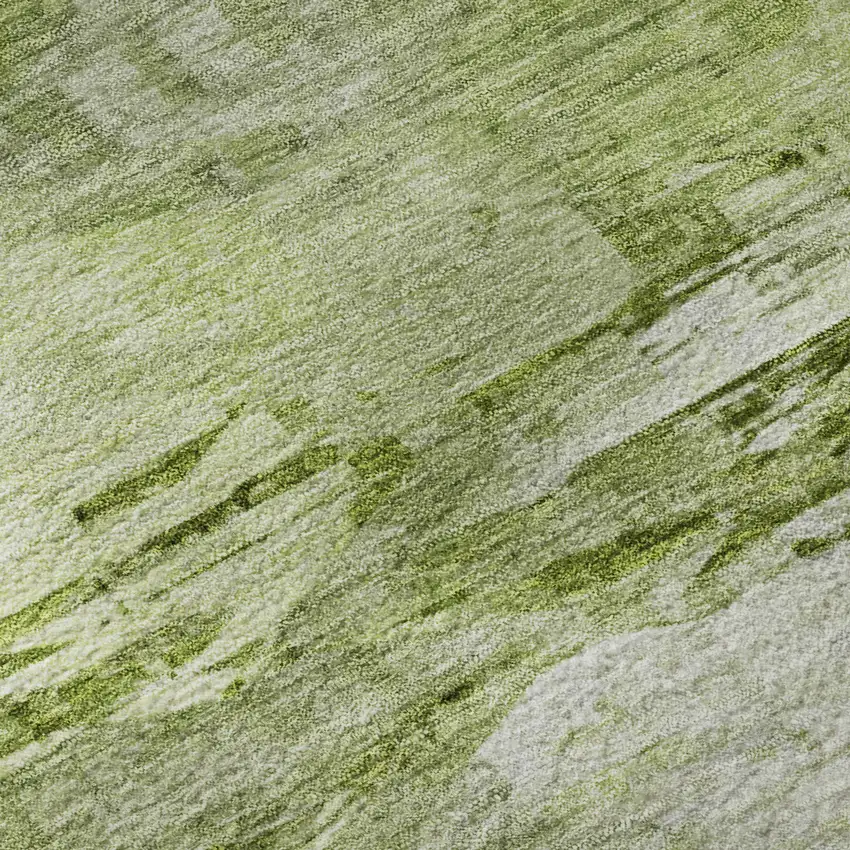 Artichoke Green And Ivory Abstract Washable Area Rug With UV Protection Photo 9