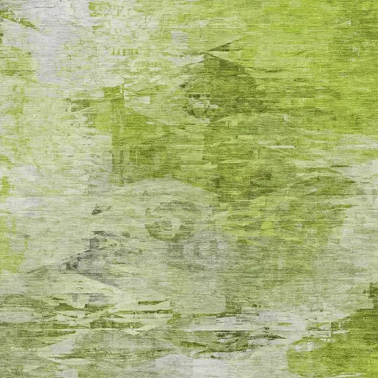 Artichoke Green And Ivory Abstract Washable Area Rug With UV Protection Photo 7
