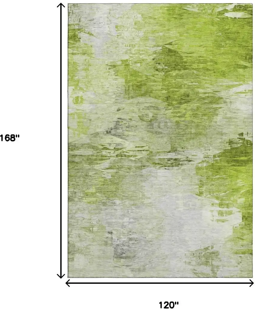 Artichoke Green And Ivory Abstract Washable Area Rug With UV Protection Photo 3