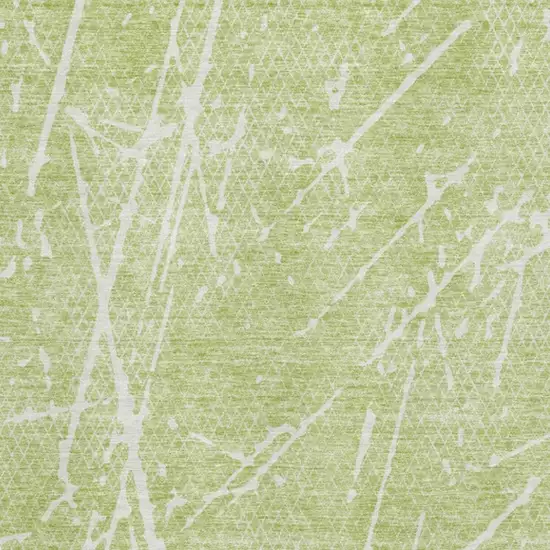 Artichoke Green And Ivory Abstract Washable Area Rug With UV Protection Photo 3