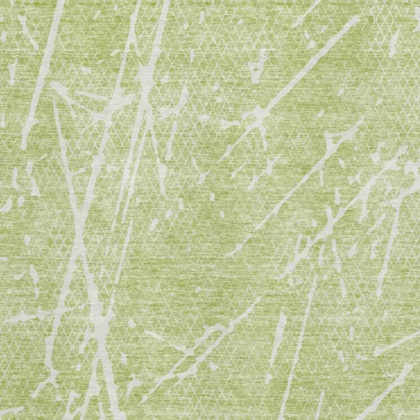 Artichoke Green And Ivory Abstract Washable Area Rug With UV Protection Photo 3