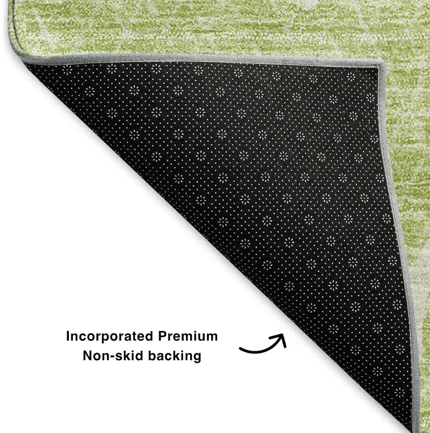 Artichoke Green And Ivory Abstract Washable Area Rug With UV Protection Photo 7
