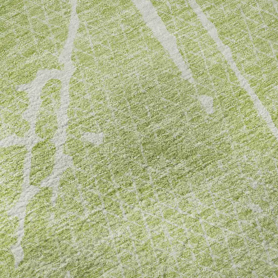 Artichoke Green And Ivory Abstract Washable Area Rug With UV Protection Photo 9
