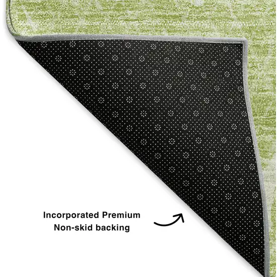 Artichoke Green And Ivory Abstract Washable Area Rug With UV Protection Photo 6