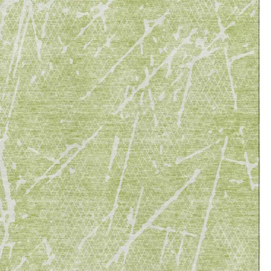 Artichoke Green And Ivory Abstract Washable Area Rug With UV Protection Photo 3