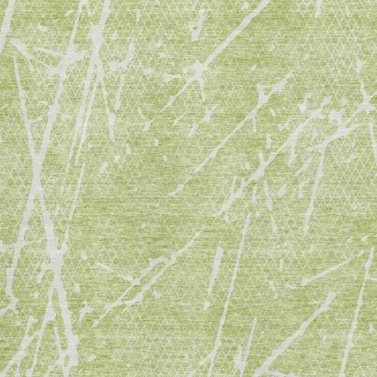 Artichoke Green And Ivory Abstract Washable Area Rug With UV Protection Photo 3