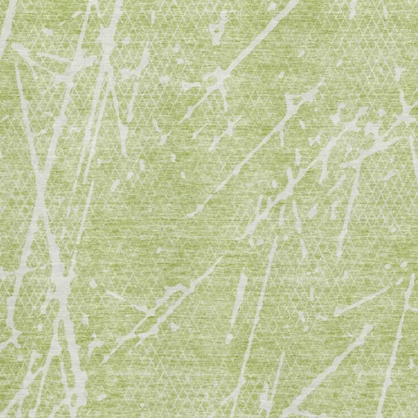Artichoke Green And Ivory Abstract Washable Area Rug With UV Protection Photo 3