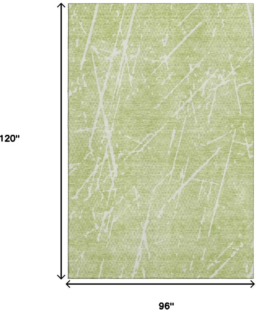 Artichoke Green And Ivory Abstract Washable Area Rug With UV Protection Photo 7