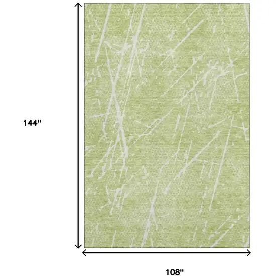 Artichoke Green And Ivory Abstract Washable Area Rug With UV Protection Photo 7