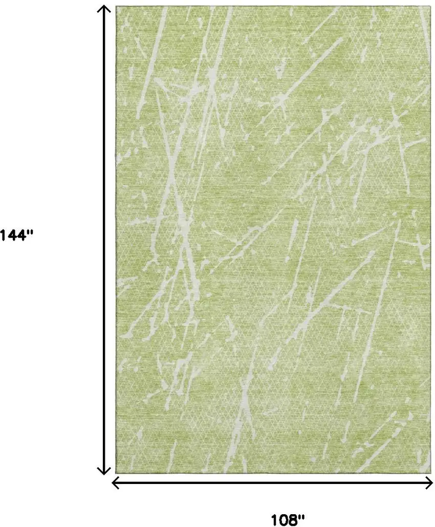 Artichoke Green And Ivory Abstract Washable Area Rug With UV Protection Photo 7