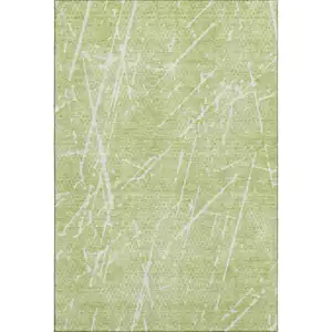 Photo of Artichoke Green And Ivory Abstract Washable Area Rug With UV Protection