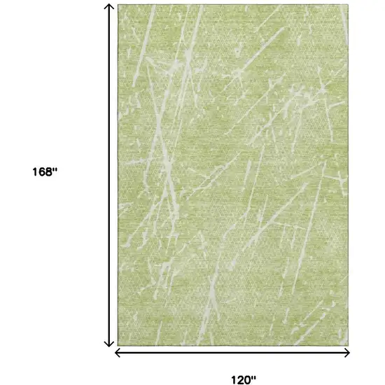 Artichoke Green And Ivory Abstract Washable Area Rug With UV Protection Photo 6