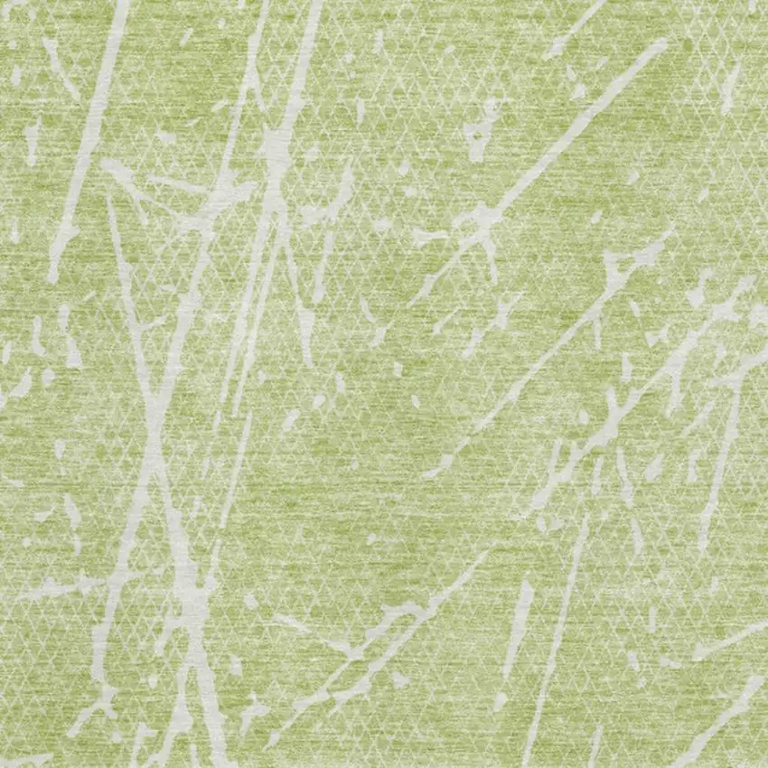 Artichoke Green And Ivory Abstract Washable Area Rug With UV Protection Photo 3