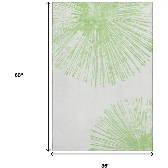Artichoke Green And Ivory Abstract Washable Area Rug With UV Protection Photo 6