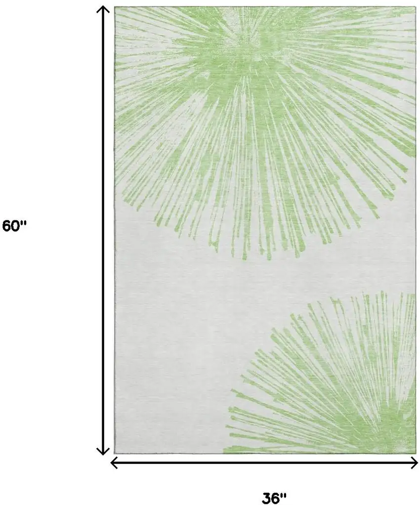Artichoke Green And Ivory Abstract Washable Area Rug With UV Protection Photo 6