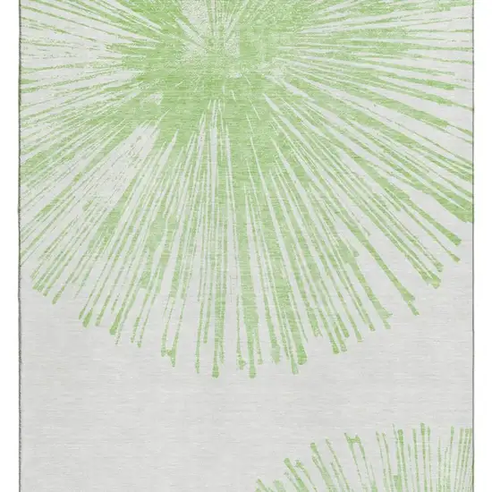 Artichoke Green And Ivory Abstract Washable Area Rug With UV Protection Photo 3