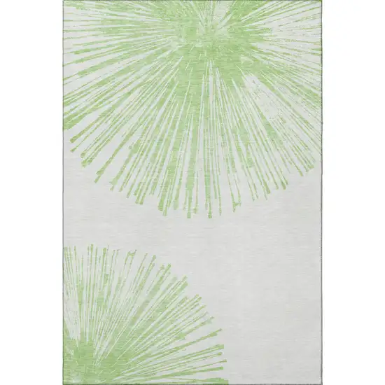Artichoke Green And Ivory Abstract Washable Area Rug With UV Protection Photo 4