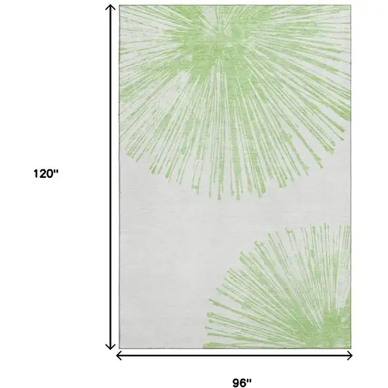 Artichoke Green And Ivory Abstract Washable Area Rug With UV Protection Photo 5