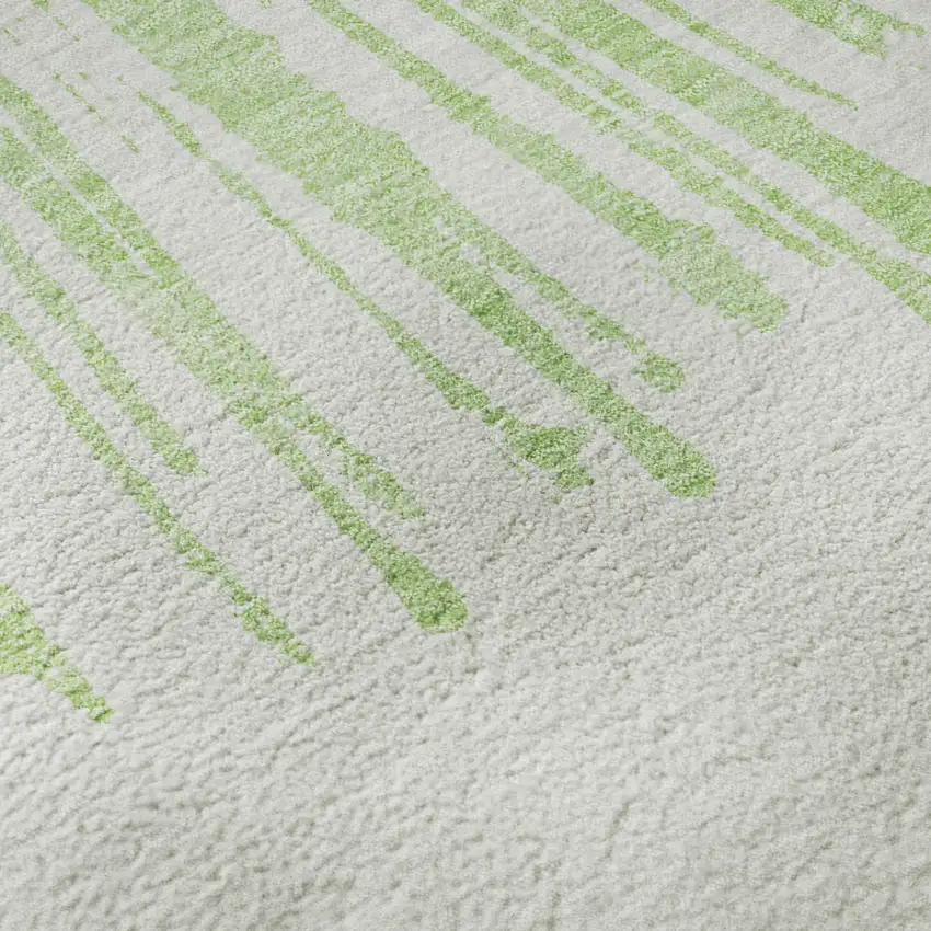 Artichoke Green And Ivory Abstract Washable Area Rug With UV Protection Photo 9