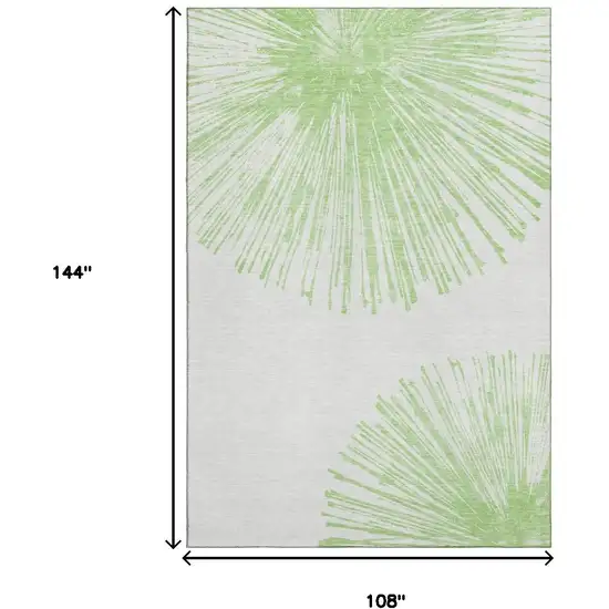Artichoke Green And Ivory Abstract Washable Area Rug With UV Protection Photo 7