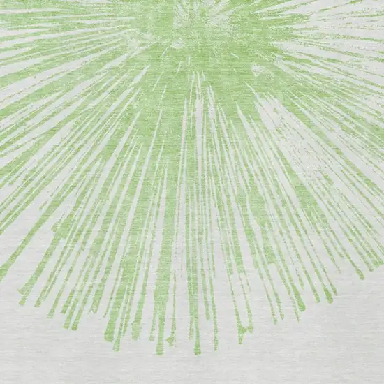 Artichoke Green And Ivory Abstract Washable Area Rug With UV Protection Photo 4