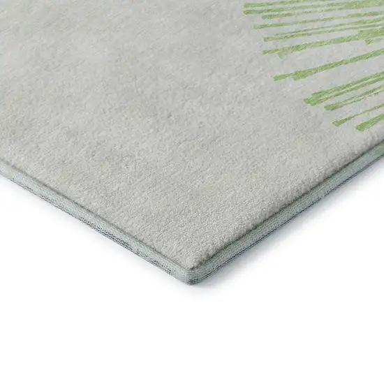 Artichoke Green And Ivory Abstract Washable Area Rug With UV Protection Photo 9