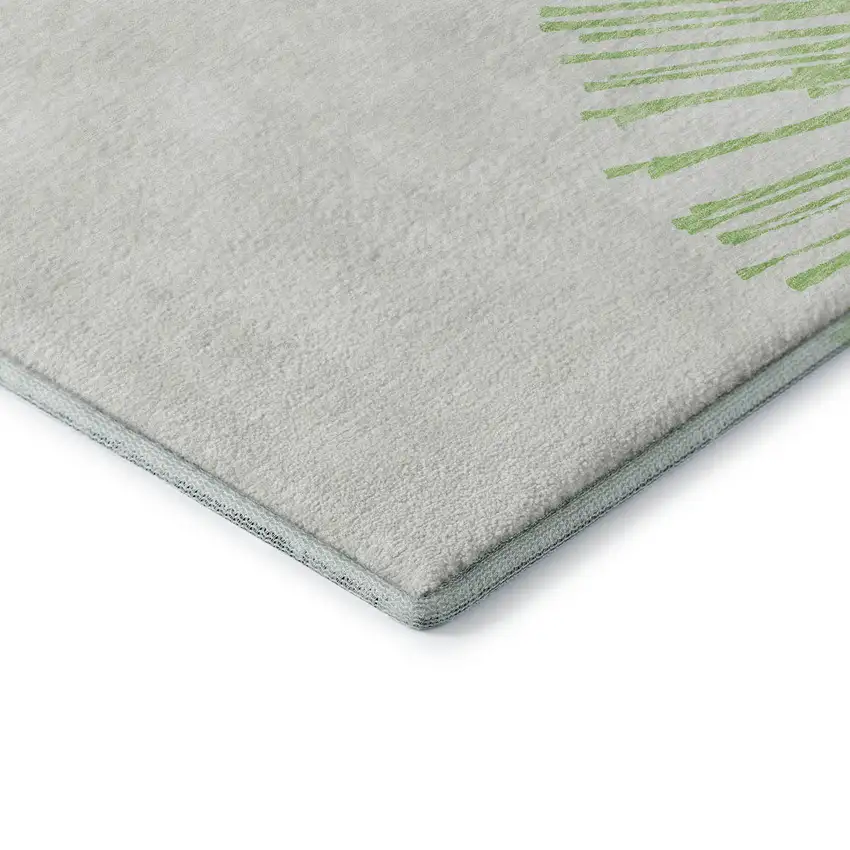 Artichoke Green And Ivory Abstract Washable Area Rug With UV Protection Photo 9